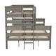 preview thumbnail 10 of 10, Gray Twin XL over Queen Size Solid Wood Bunk Bed with Ladder and Fence for Kids
