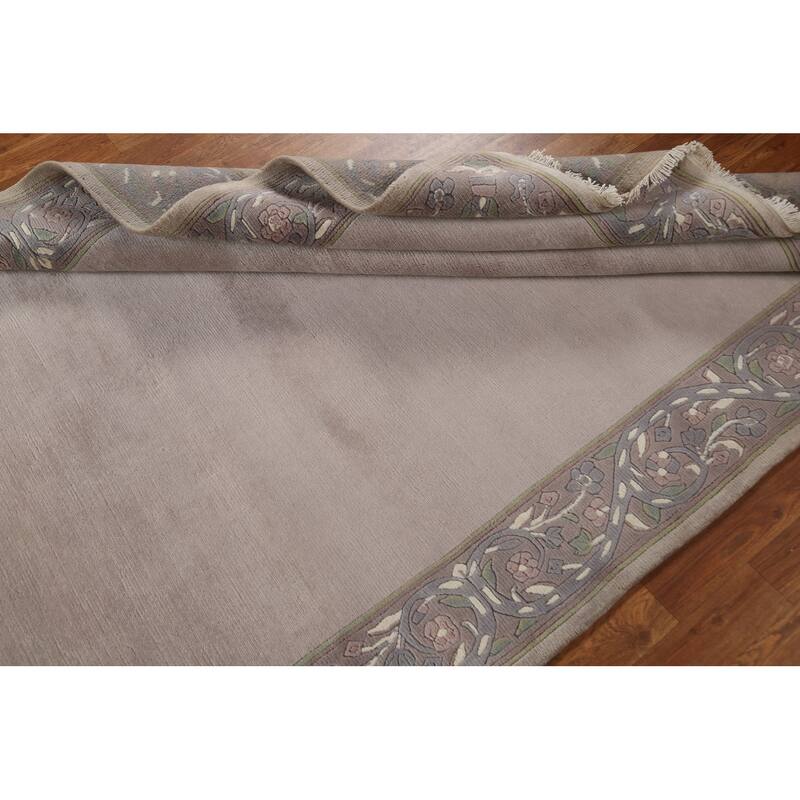 Bordered Nepalese Oriental Wool Area Rug Hand-knotted Office Carpet - 5'6" x 8'7"