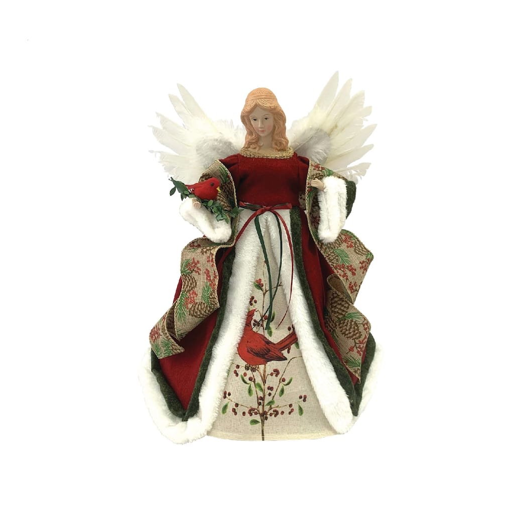 16" Cardinal Angel Christmas Tree Topper, Unlit