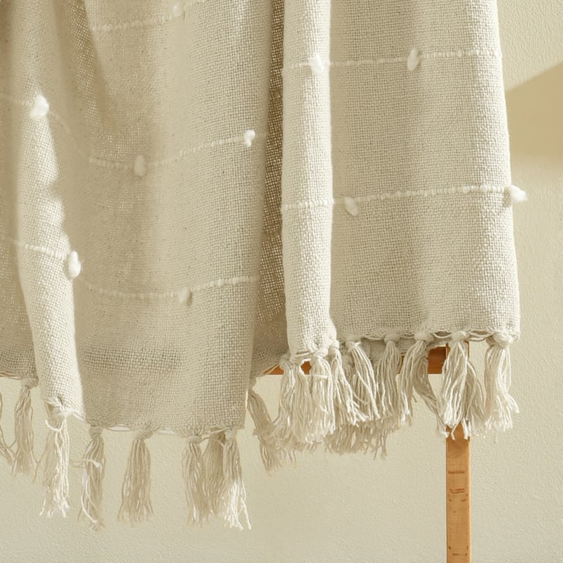 Lush Decor Boho Tufted Cotton Woven Tassel Fringe Throw Blanket