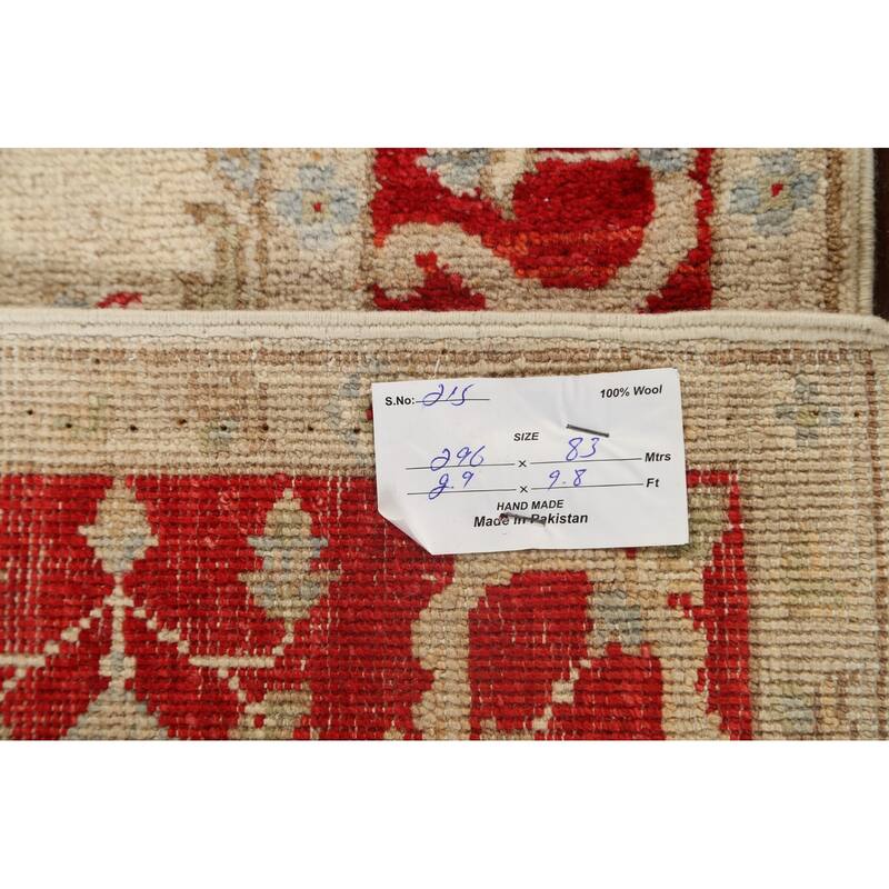 Vegetable Dye Peshawar Chobi Wool Runner Rug Handmade Oriental Carpet - 2'9" x 9'8"