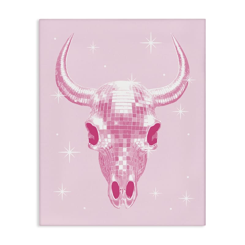 Stupell Pastel Disco Cattle Skull Canvas Wall Art Design By Lil' Rue - 36 x 48