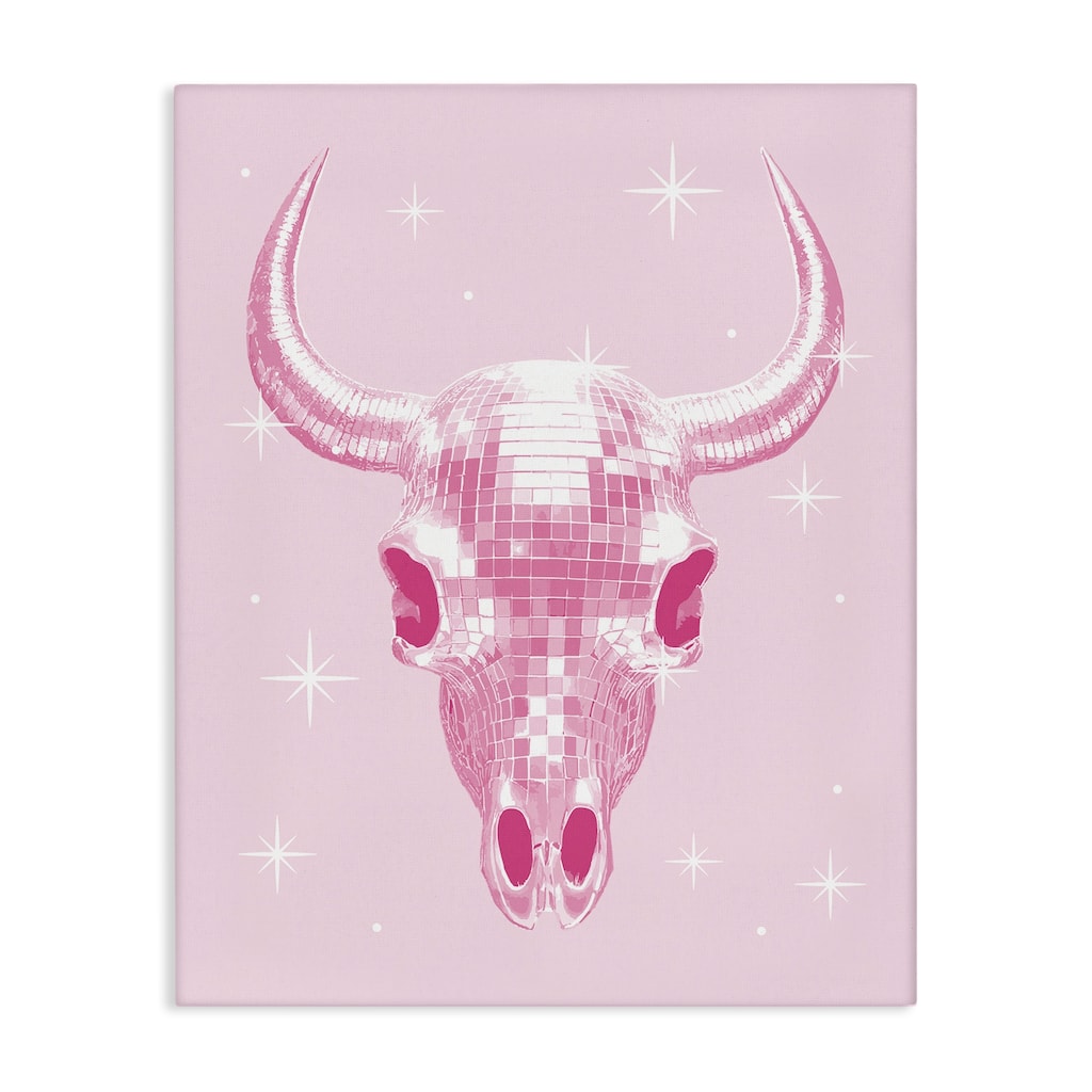 Stupell Pastel Disco Cattle Skull Canvas Wall Art Design By Lil' Rue