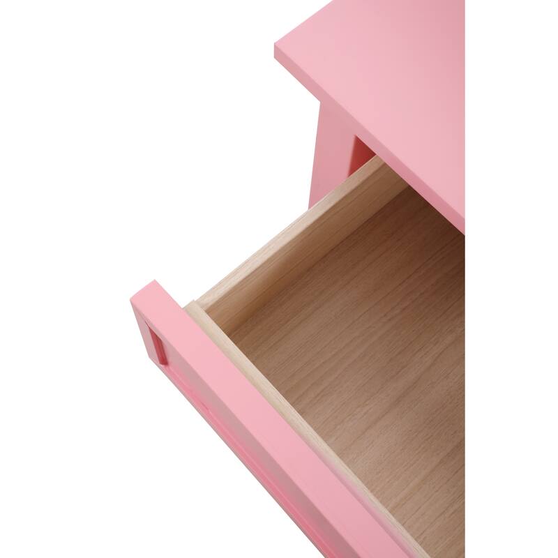 Pink Nightstand 28x22x16 Vibrant Bedside Table with Open Shelf Storage, Sleek Modern Style for Bedroom or Guest Room