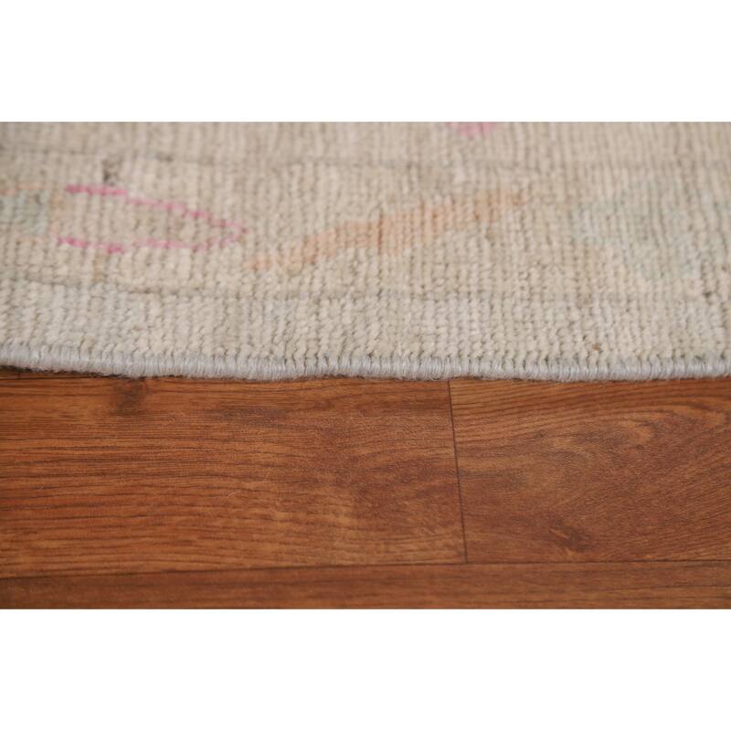 Vegetable Dye Oushak Turkish Area Rug Hand-knotted Wool Floral Carpet - 8'10"x 11'10"