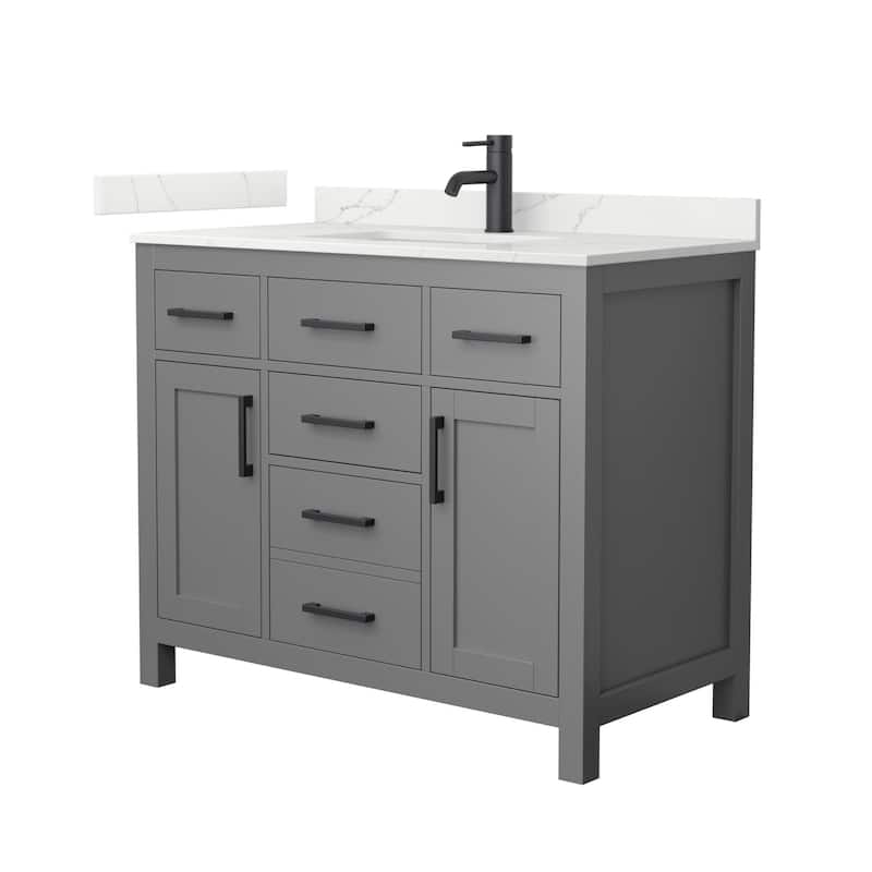 Wyndham Collection WCG2424-42S-QTZ-UNSMXX Beckett 42" Free Standing - Dark Gray / Giotto Quartz Top / Matte Black