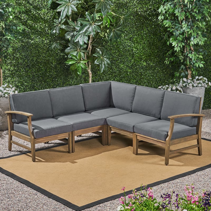 Perla Outdoor 5-piece Chat Set by Christopher Knight Home - Grey+Dark Grey