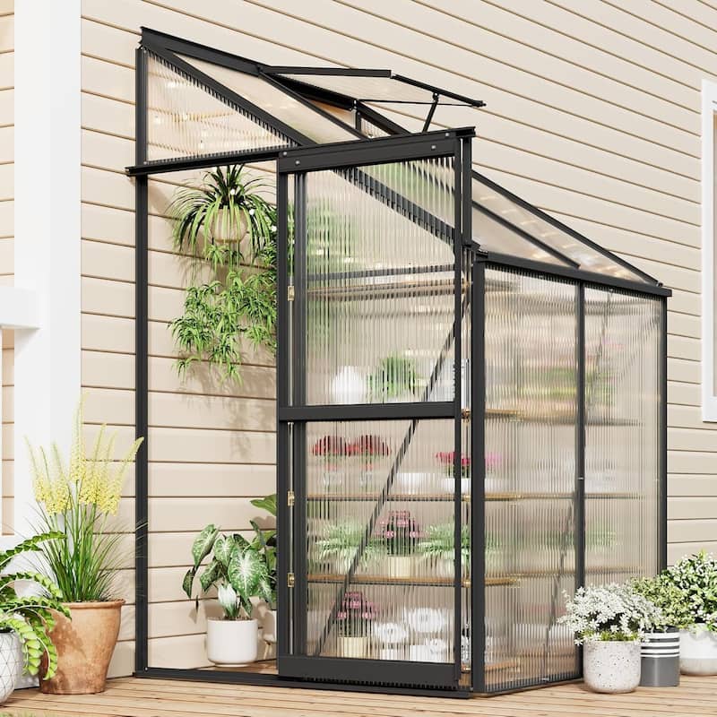 4x4FT Portable Outdoor Walk-in Greenhouse for Winter Gardening, Black