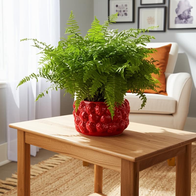 Textured Stoneware Ceramic Planter with Sculpted Bulbous Design