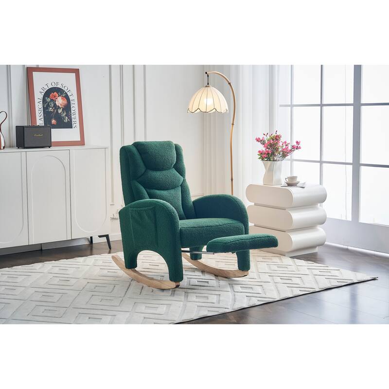 Fabric Upholstered Nursery Rocking Chair with Adjustable Footrest