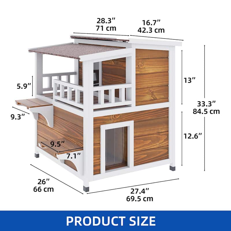 Moasis Two-Story Outdoor Cat House for 2 Cats, Cat Shelter with Openable Roof