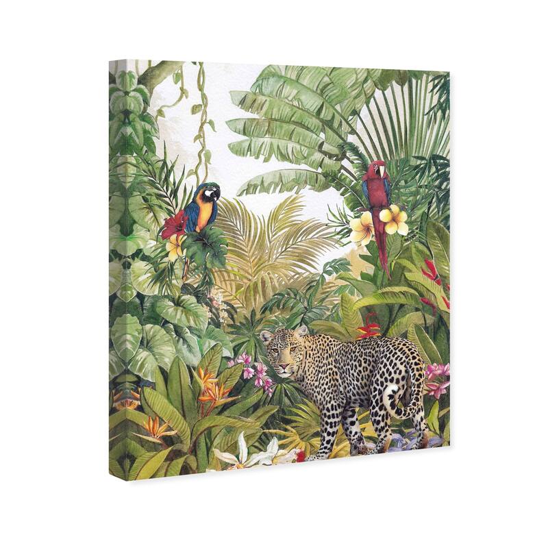 Wynwood Studio Canvas Animals Shades of green (animals 2) Green and Pastel Yellow Tropical Wall Art Canvas Print