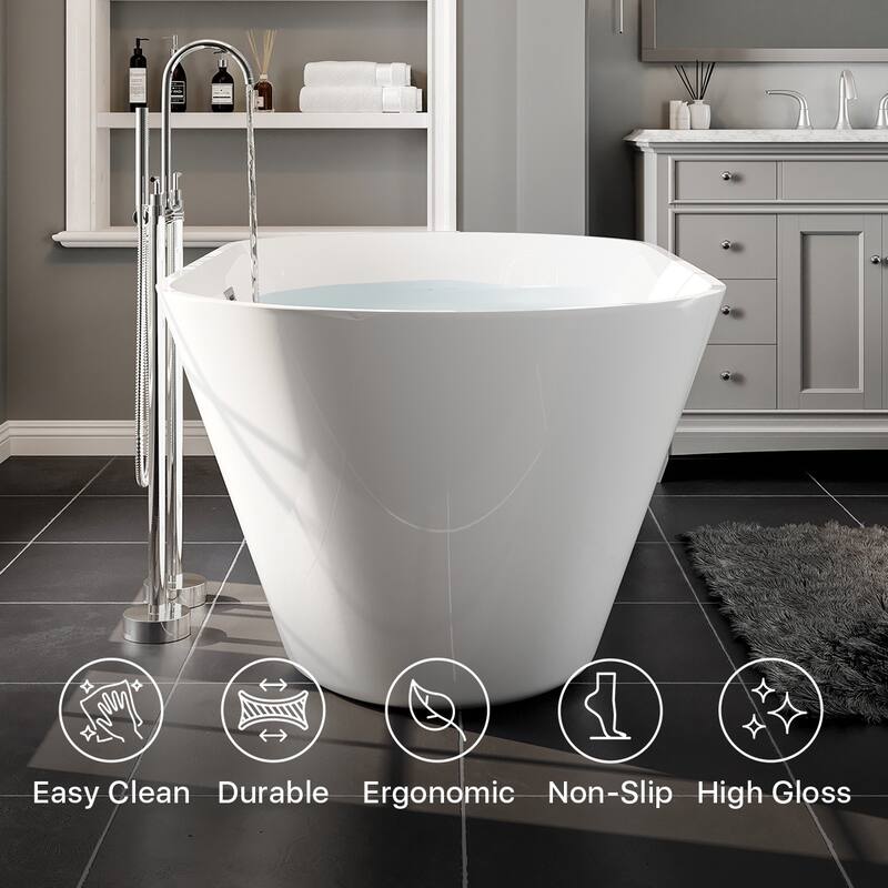 Eviva Aries 59" Glossy White Acrylic Freestanding Bathtub