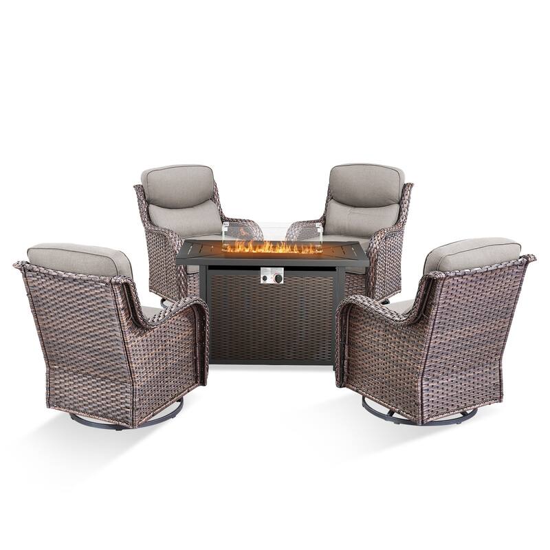 Pocassy Patio Furniture Set with 43 inch Fire Pit Table