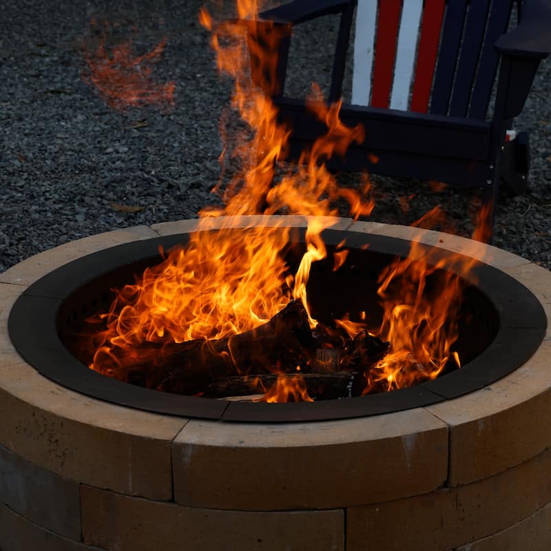 Aoodor Round Smokeless Fire Pit Ring, 36 Inch Double Layer Heavy Duty Metal Fire Pit Insert Liner - 36-inch