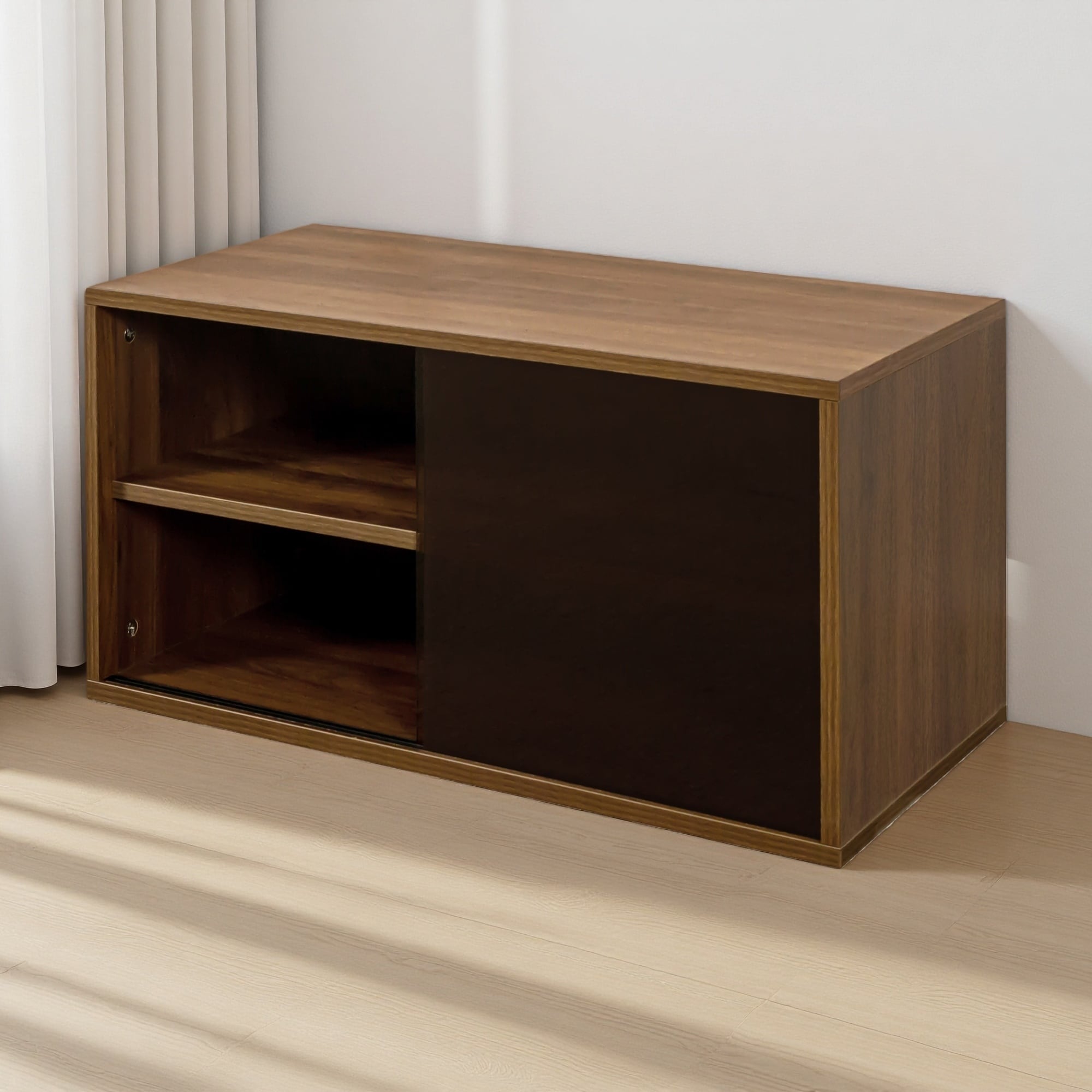 Storage Cabinet with 2 Glass Sliding Door for Living Room