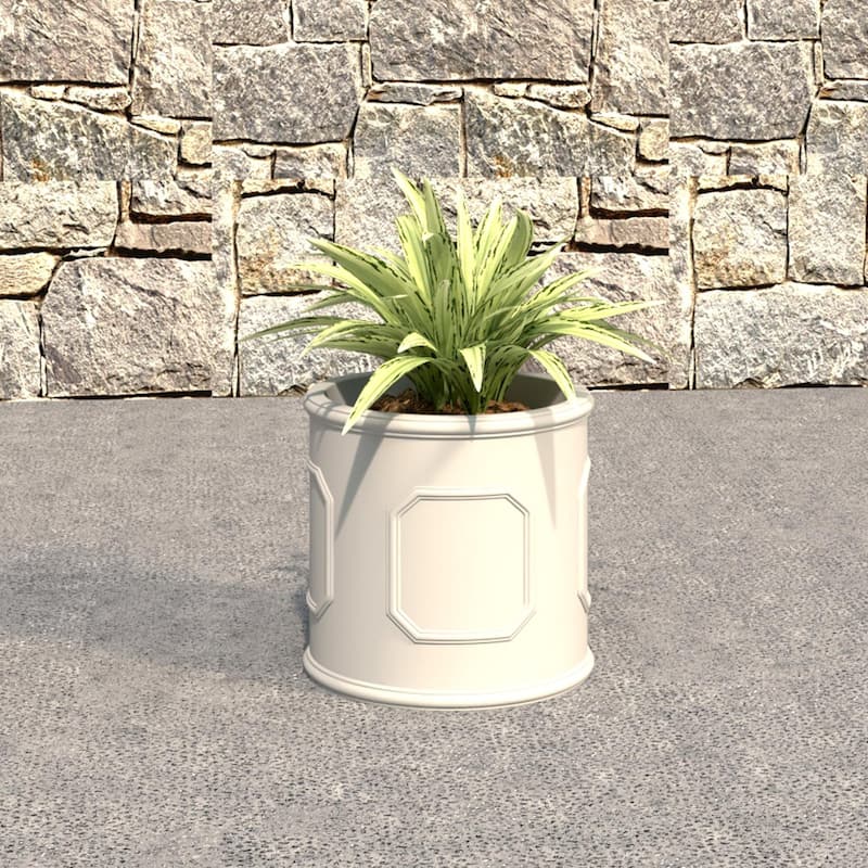 Meadow Classic Round Fiberstone and MGO Clay Planter with Drainage for Indoor Outdoor Home Office Yard Patio Fully Assembled