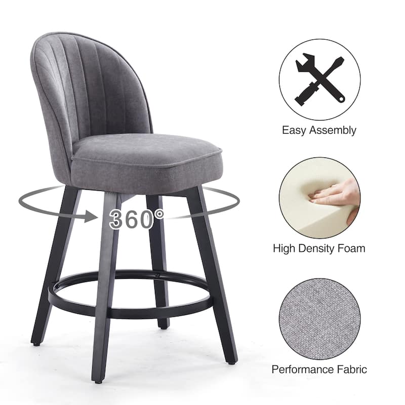 HOMYKA Swivel Bar Stool with Wood Legs Set of 4