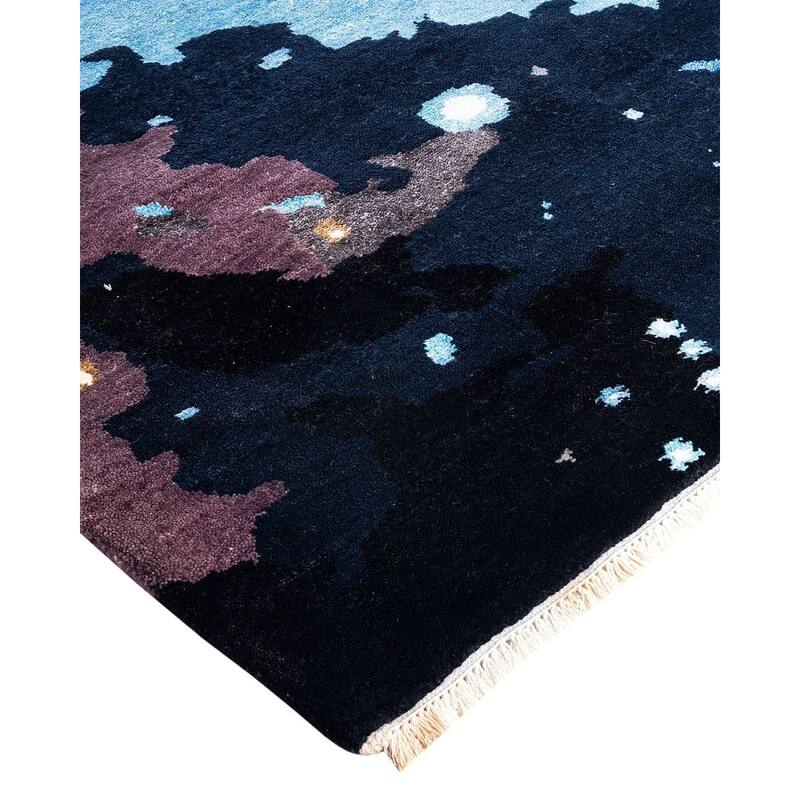 Ikat One-of-a-Kind Hand-Knotted Area Rug - Black, 8' 2" x 10' 4" - 8' 2" x 10' 4"