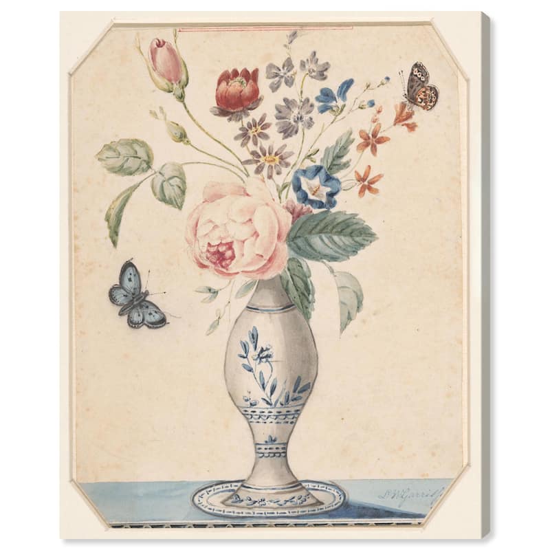 Vase with flowers 1850 Canvas by Art Remedy, Gallery Wrapped - 20" x 24"