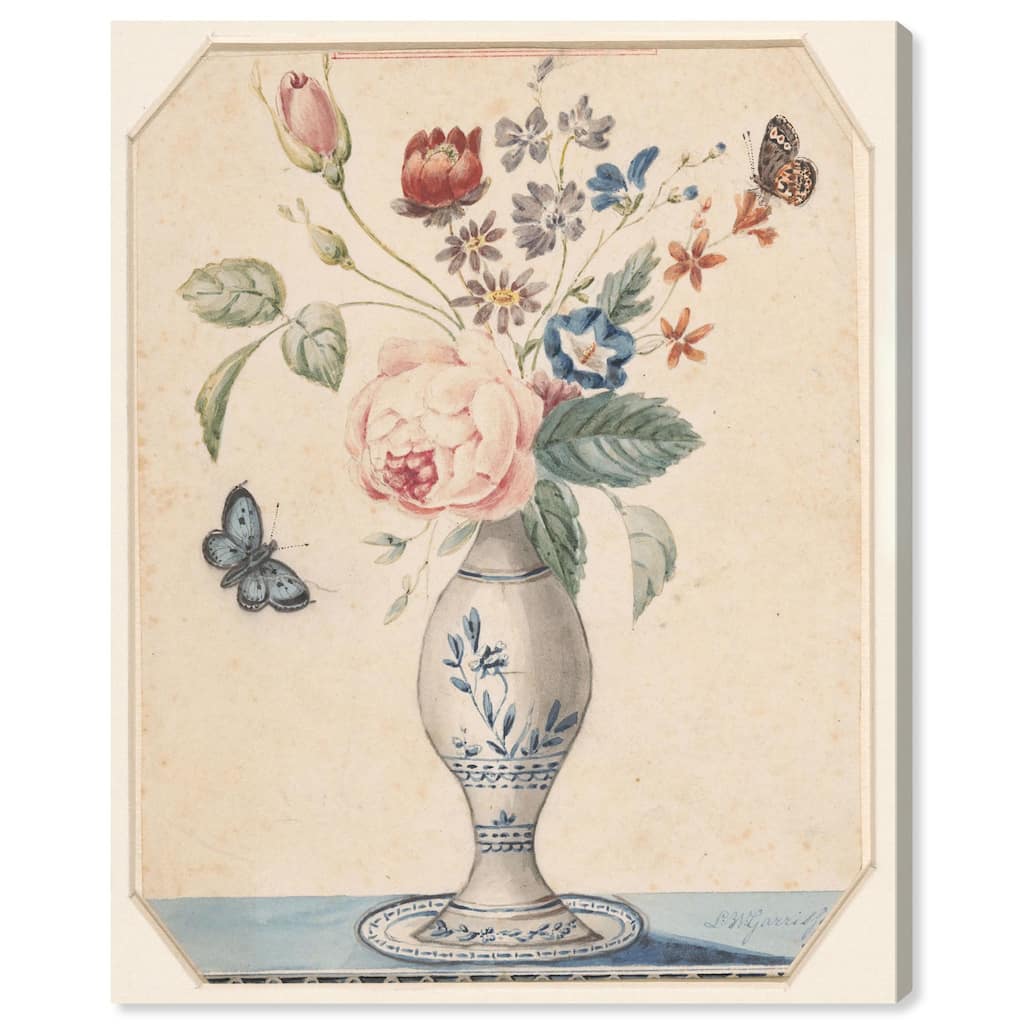 Vase with flowers 1850 Canvas by Art Remedy, Gallery Wrapped