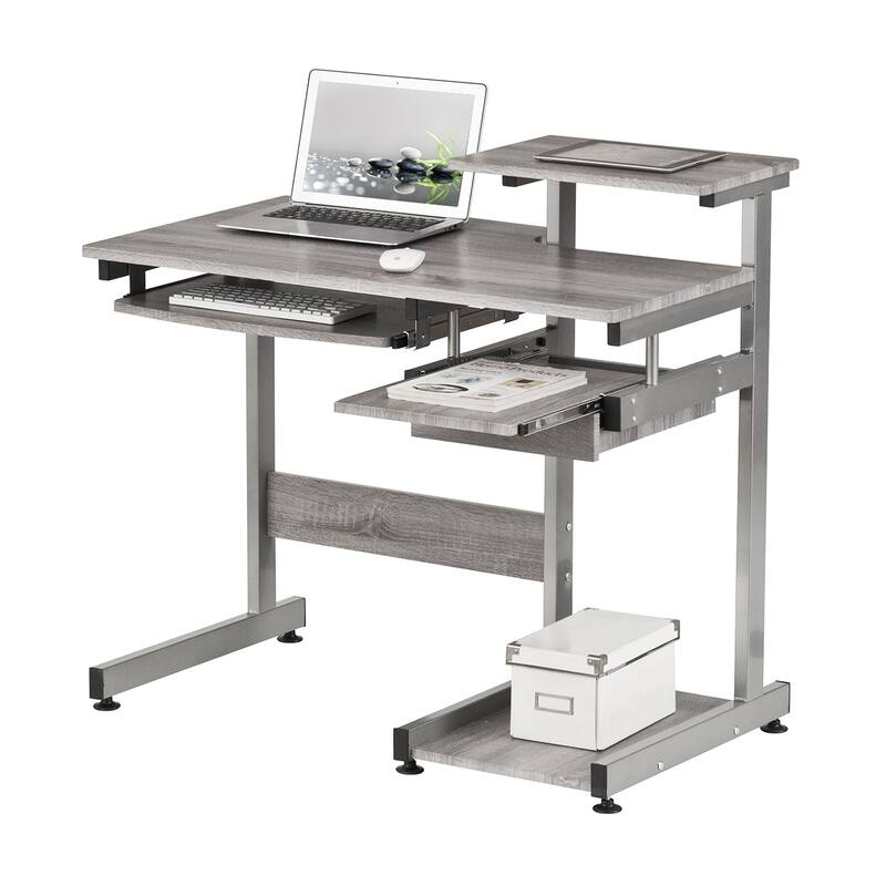 Space-Saving Computer Desk with Keyboard Shelf, CPU Storage, and Moisture-Resistant Wood Finish for Home Office