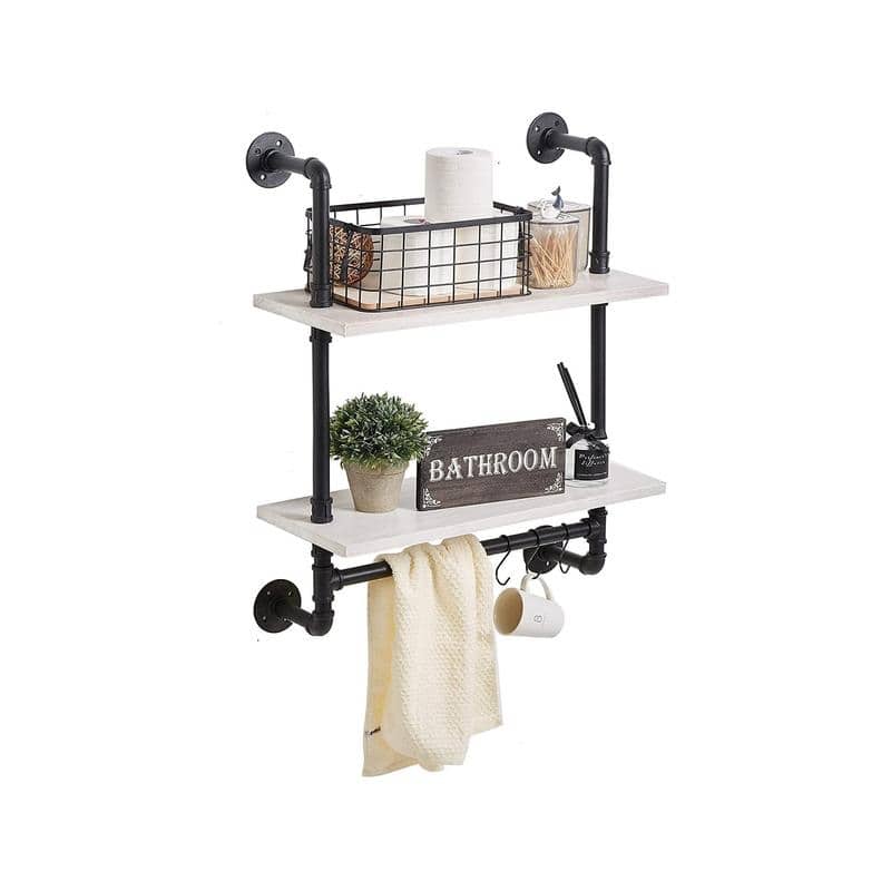 Industrial Pipe Shelves Shelving - 9.85"D x 24"W x 29"H - 24 inch 2 tier