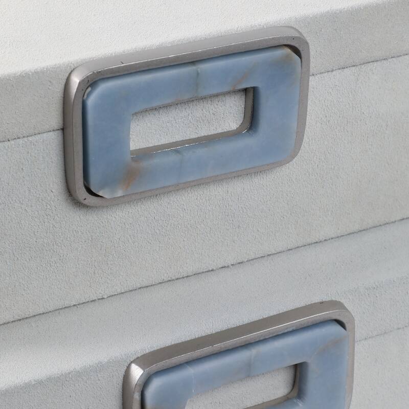 Wood Metal Storage Boxes with Accents Decor (Set of 2) - 11/14" White - 14" x 10" x 5"