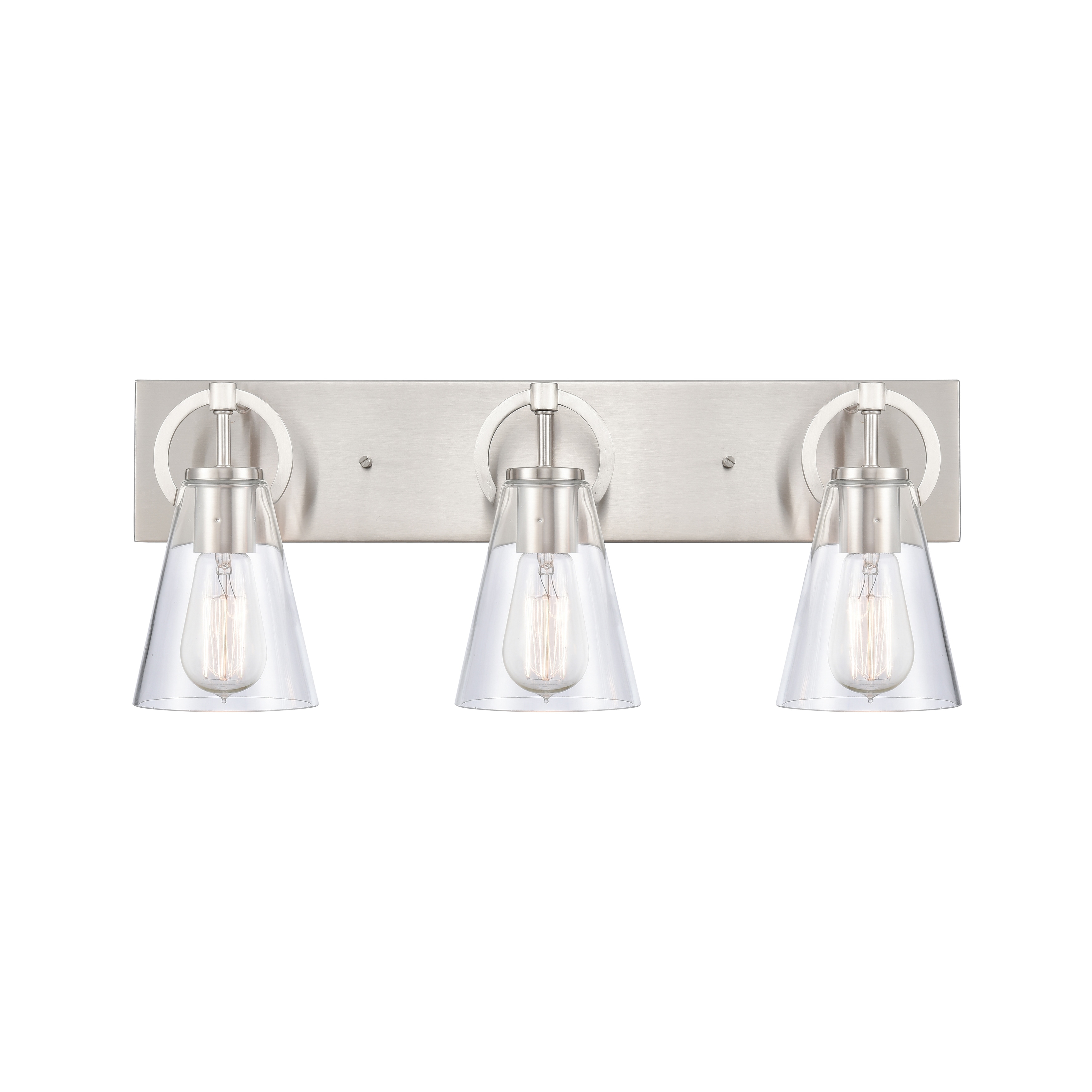 Atlas Lighting Harnell Clear Glass Shade and Nickel Finished Vanity Light - 3-Light