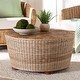 preview thumbnail 7 of 6, Hosanna Natural Rattan Coffee Table - Handwoven Wicker Accent Table with Textured Spiral Top for Living Room