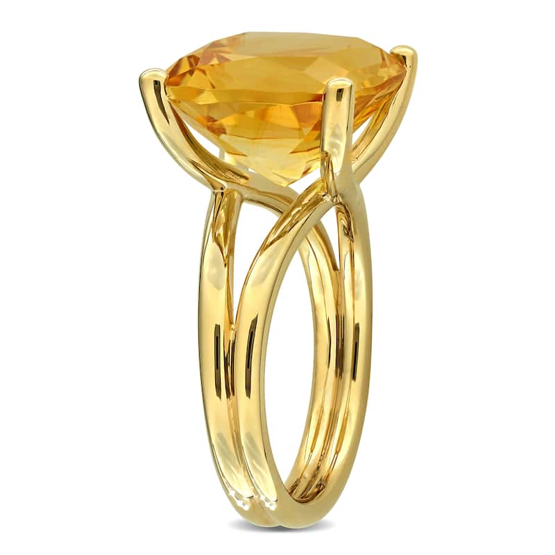 Miadora 10 1/2ct TGW Citrine Cocktail Ring in Yellow Plated Sterling Silver