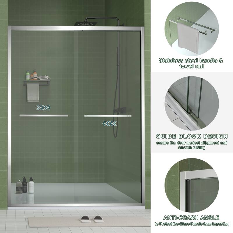 Topcraft 56“-60 ”W x 70 "H Aluminum Framed Sliding Shower Door - 60*70