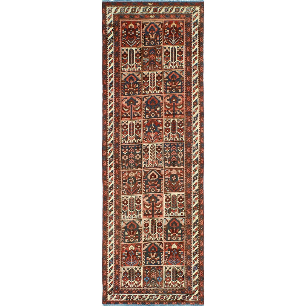 Fine Vintage Bakhtiari Nelson Red/Navy Runner - 3'2" x 9'6"