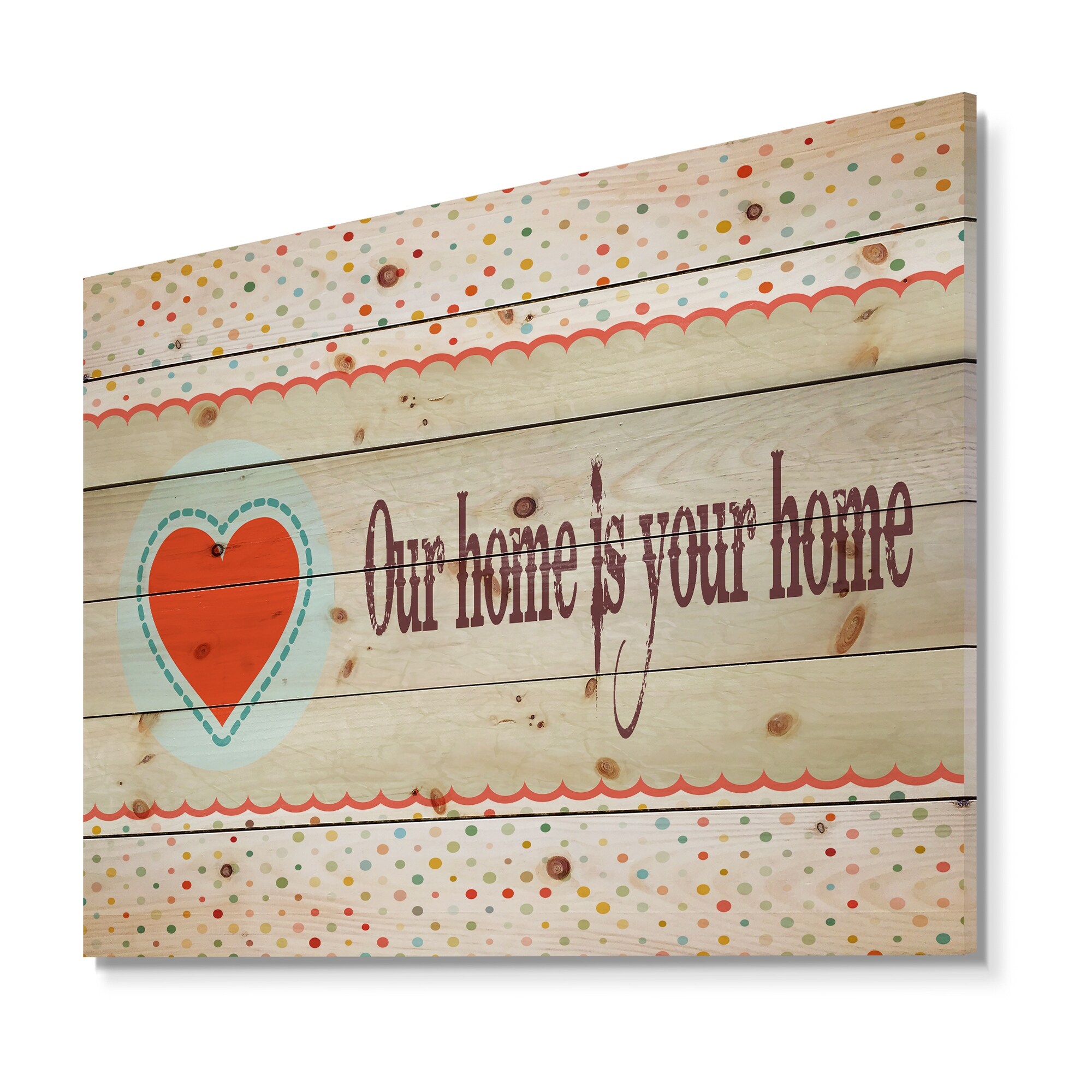 Designart 'Our home is your home. Vintage Heart' Textual  Small-image