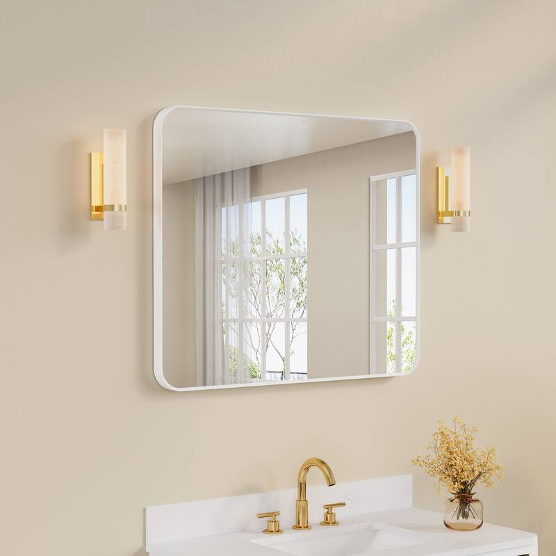 Modern Bathroom Rectangular Wall Mounted Anodized Aluminum Framed Vanity Mirror