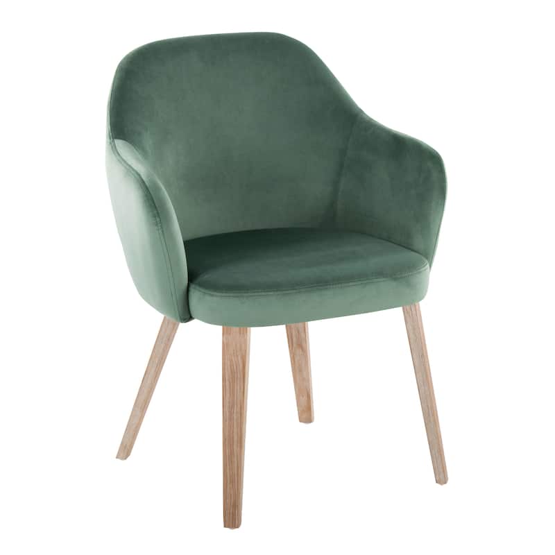 Porch & Den Beckett Dining Chair with Bent Wood Legs (Set of 2) - Green Velvet/Whitewashed Wood
