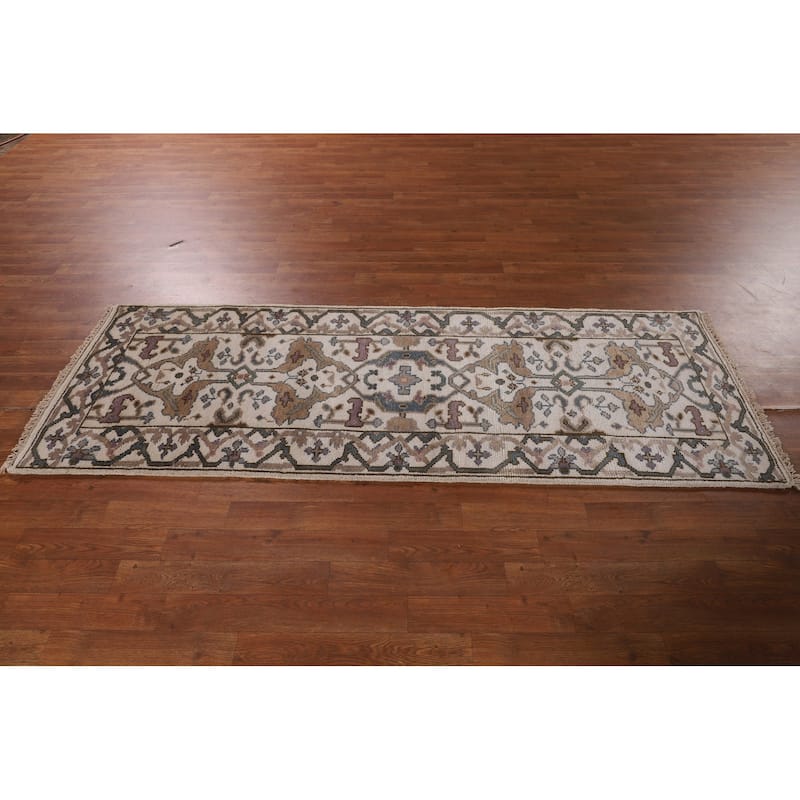 Oushak Oriental Runner Rug Hand-Knotted Wool Carpet - 2'7" x 7'8"