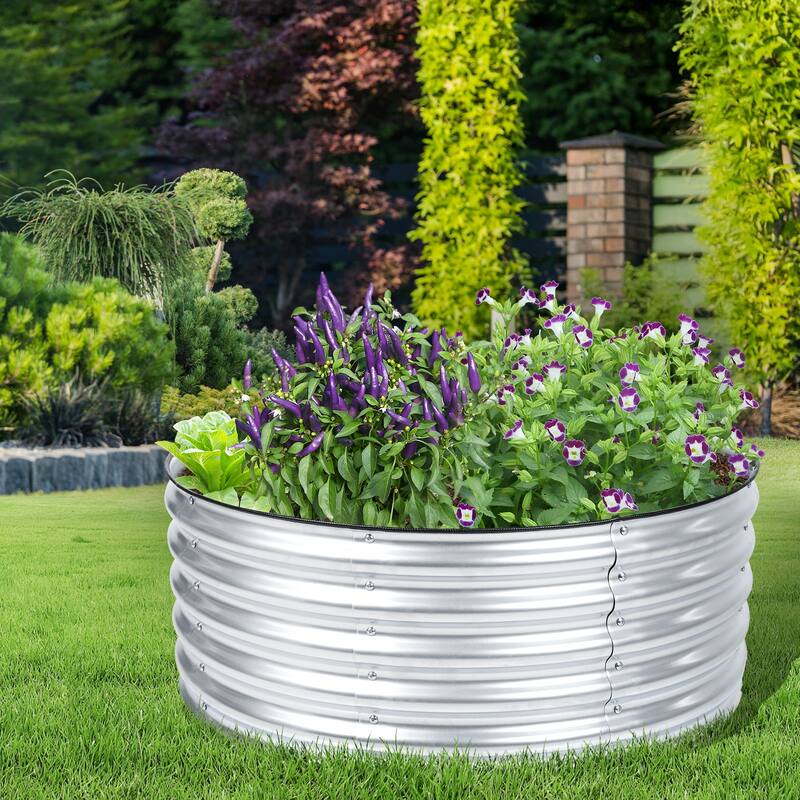 Aoodor Metal Raised Garden Bed - Sliver - 42"W x 17"H