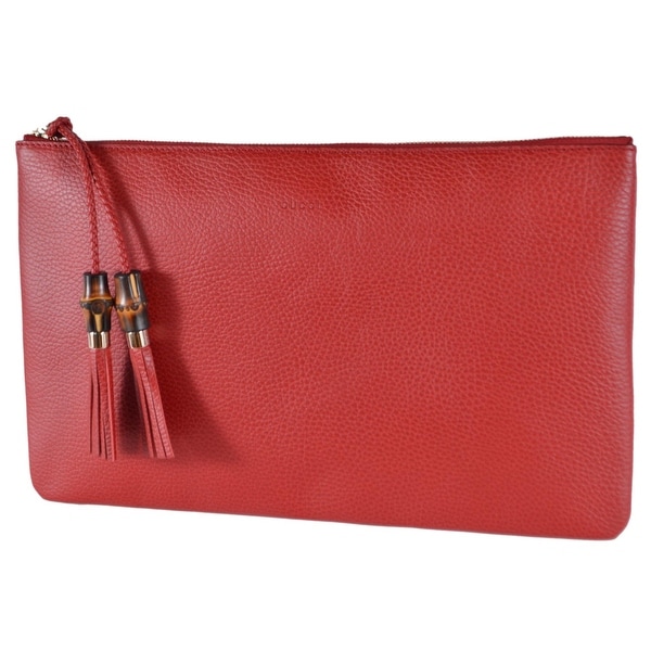 gucci red leather clutch