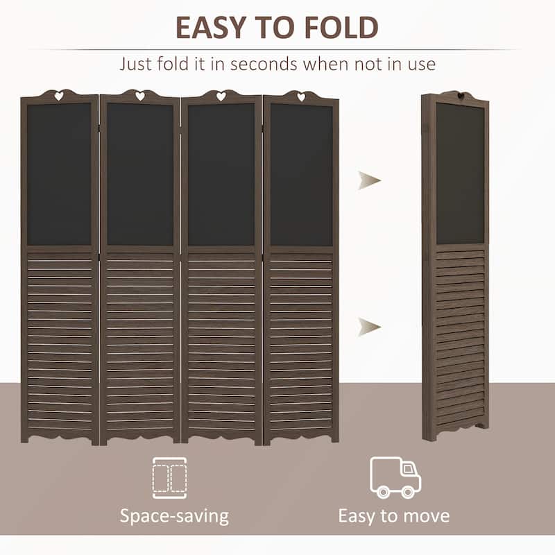 4-Panel Folding Room Divider with Blackboard for Bedroom or Office