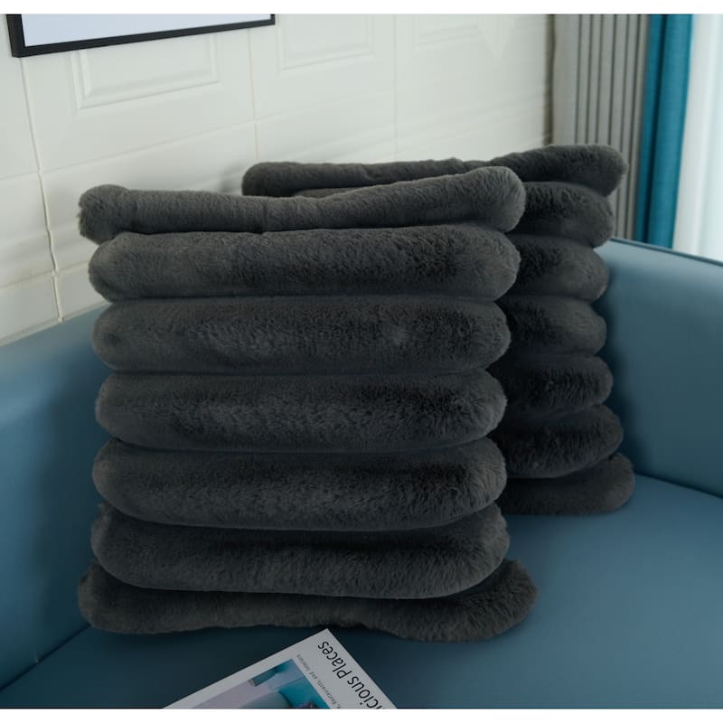 Madrid Collection Ultra Soft Ribbed Faux Fur Throw Pillow
