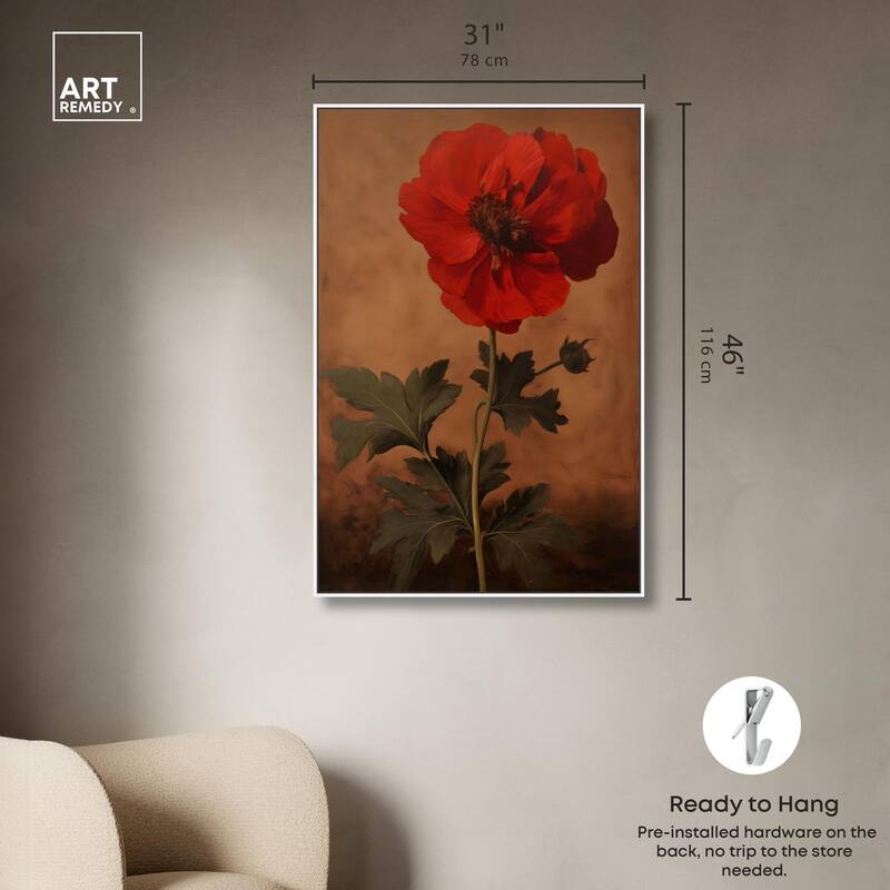 Flourish in Red II Canvas by Art Remedy