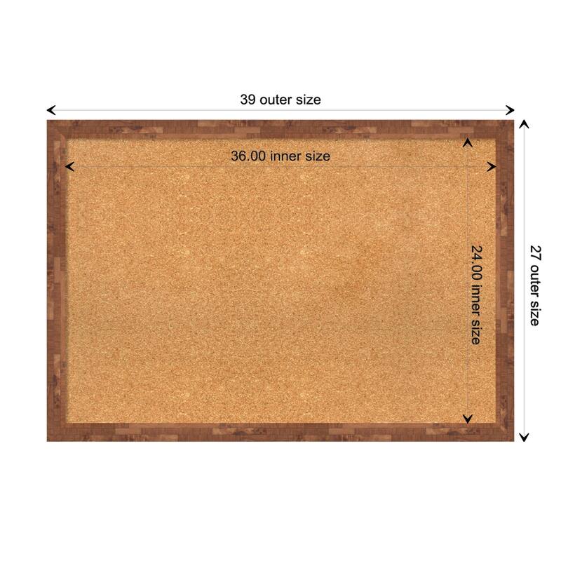 Fresco Wood Framed Natural Corkboard Bulletin Board - Fresco Light Pecan - Board Size 36x24