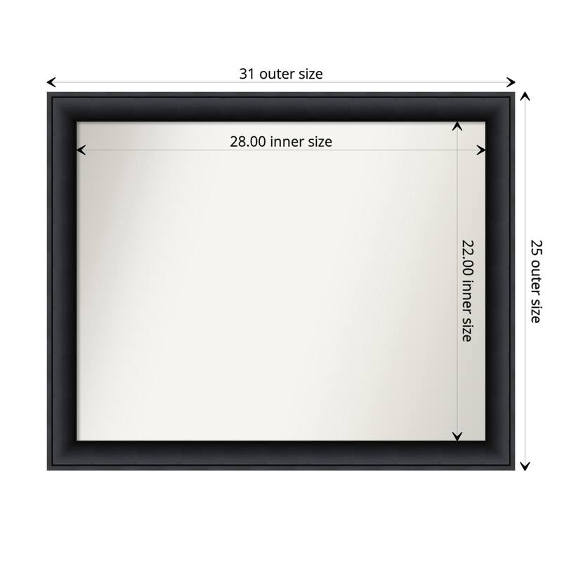 Non-Beveled Wood Bathroom Wall Mirror - Nero Black Frame - Nero Black - 31 x 25 in