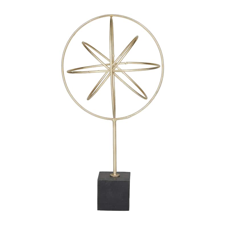 Marble Geometric Sculpture with Black Base - Gold - CosmoLiving by Cosmopolitan