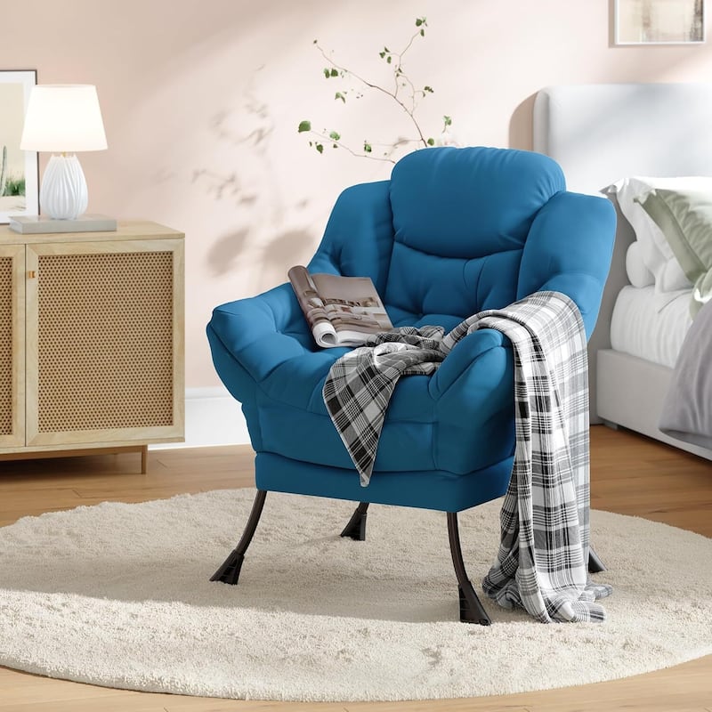 Upholstered Accent Lounge Sofa Armchair for Living Room, Bedroom, Dorm, or Office - Blue