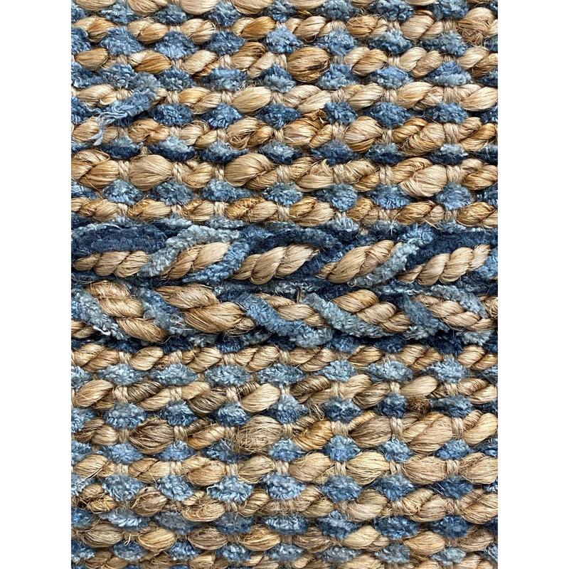 Sevita Hand-Woven Blue Braided Jute Rug