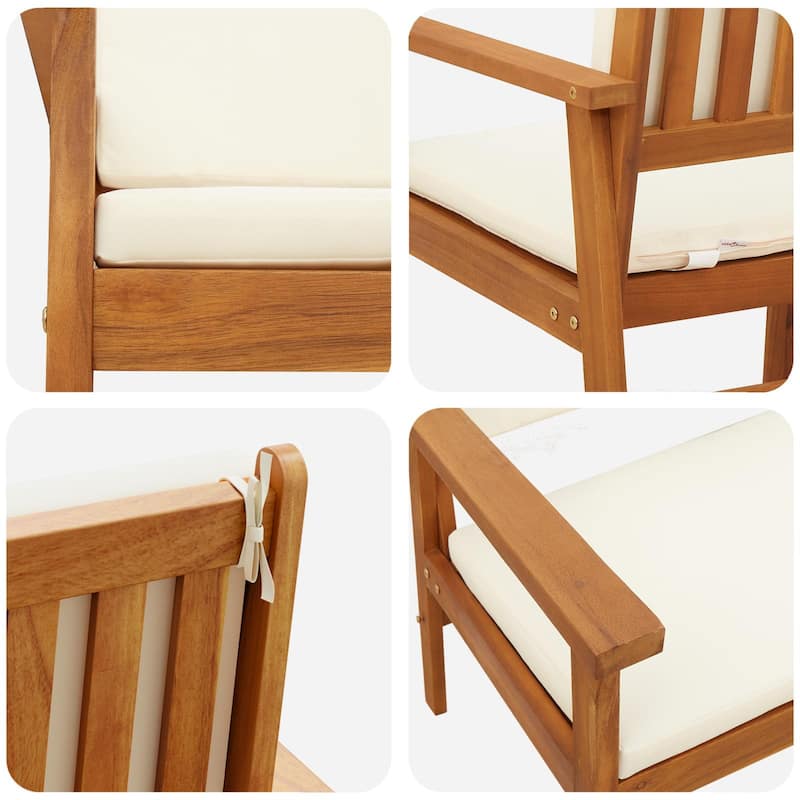 vidaXL Garden Bench with Cushions Solid Wood Acacia - 25.2 x 47.2 x 31.1