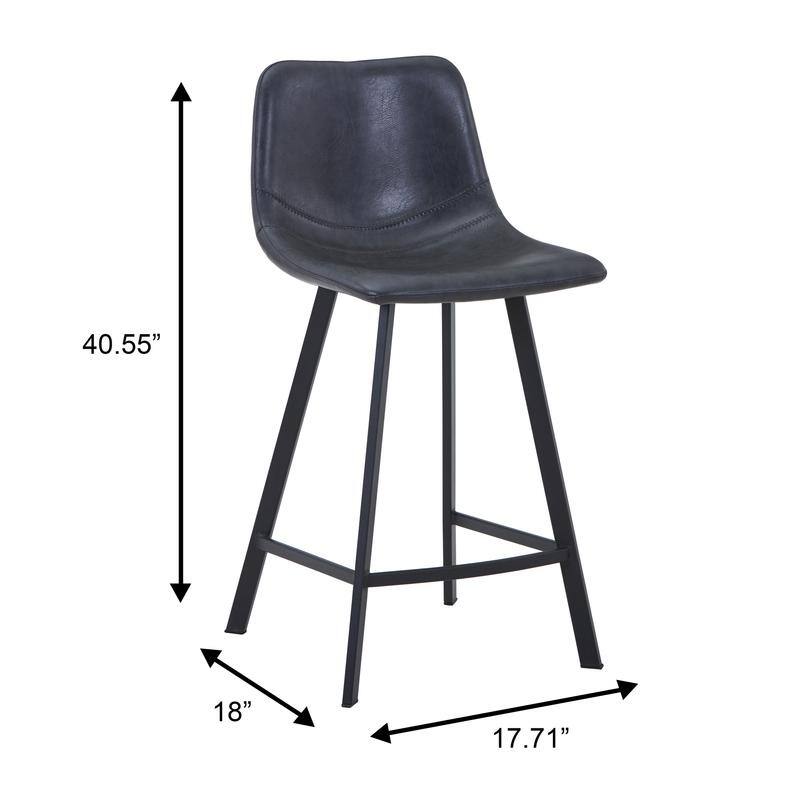 Elland Modern Minimalist Leather Upholstered Bar Stool with Accent Black Metal Base and Back Support for Home Bar or Kitchen
