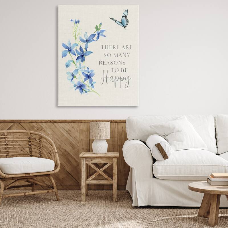 Stupell Reasons To Be Happy Floral Canvas Wall Art Design By Janet Tava